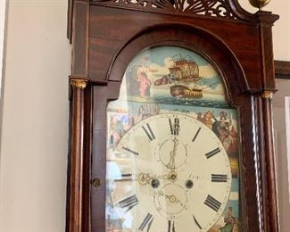 Antique tall case clock:
 7’5” tall by 18” wide, 9’5” deep