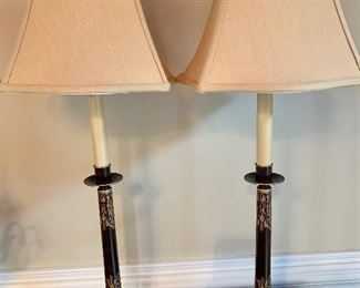 pair of matching tole lamps