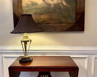 Dog picture 47”x 35” with heavy leather frame