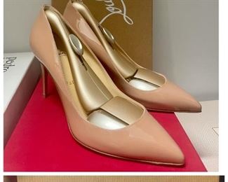 New in Box! Never worn- ladies 6.5 Christian Louboutin nude patent leather heels