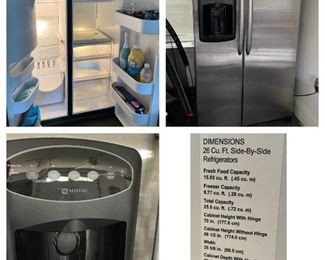 Stainless Maytag side by side 26 cubic ft refrigerator