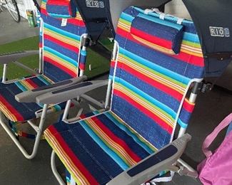 Beach chairs with sun shades