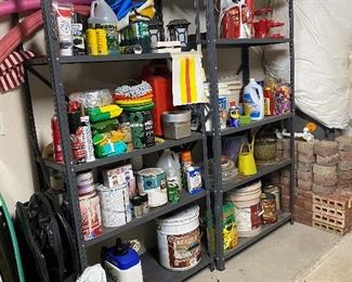 Metal shelving & garage , yard supplies