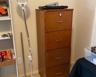 Nice floor magnifying lamp, filing cabinet 
