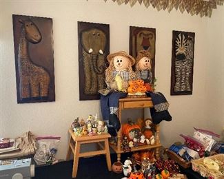 Cool animal wall art
Fall & Halloween figurines including 2 hand painted ceramic light up pieces