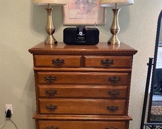 Vintage chest of drawers, loaded iPod and speaker with CD player 