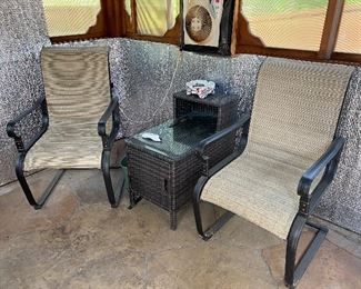 Patio chairs & side table (cigar lounge) 