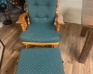 #2	Oak Glider Rocker Chair & Ottoman	 $75.00 
