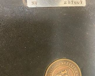 #8	Wheeler Wilson Mfg. Co. Machine in Tredle Cabinet 	 $100.00 
