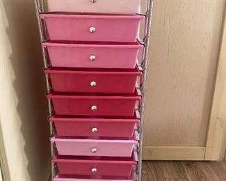 #12	Pink Cubbie Rolling Cart  11x15x36.5	 $20.00 
