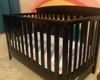 #30	 Delta 4 in 1 Crib - Black Laminate Adjustable Baby Bed w/Mattress  56x30x31T	$75 
