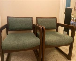 #38	(2) Green Fabric Wood Side Chairs - sold as a set	 $40.00 
