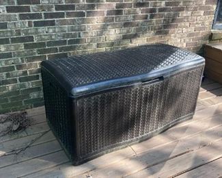 #42	Suncast Brown Resin Wicker Outdoor Patio Storage Box w/lift Top - 53x26.5Dx26	 $100.00 
