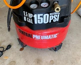 #68	Central Pneumatic Air Compressor 1.5 HP, 6 Gallon w/hose	 $40.00 
