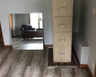 4 Drawer Metal File Cabinet and a large mirror