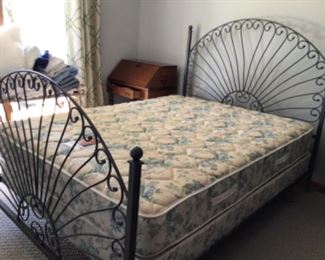 Gorgeous Heavy Wrought Iron Queen Headboard, Footboard, and Frame. Mattress Set is already SOLD