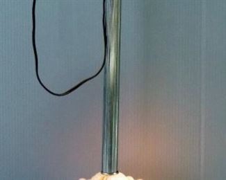 Vintage Tobacco Stand With Slag Glass Lighted Base, Powers On, And Lighter, Approx 25" High