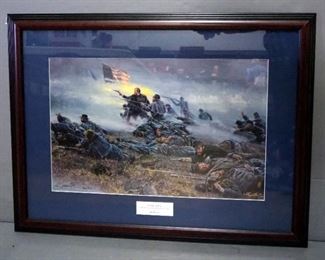 Mort Kunstler (American, 1931- ) Courage In Blue Signed And Numbered Print, Numbered 862/950, Framed Matted Under Glass, 32" x 24.5"