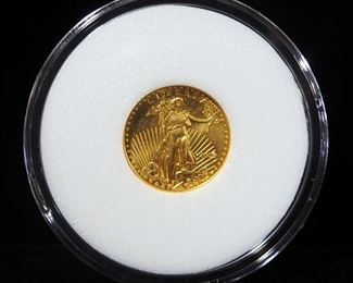 2009 American Eagle $5 Gold Coin, 1/10 Ounce Fine Gold, With COA
