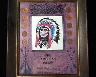 Indian Head Pennies, Qty 10, In Display Frame