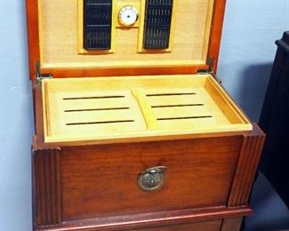 Humidor With Multi Level Interior Trays And Hygrometer