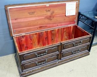 Lane Furniture Cedar Chest With Padded Bench Top And Hinged Lid, 20.5" H x 48" W x 18" D