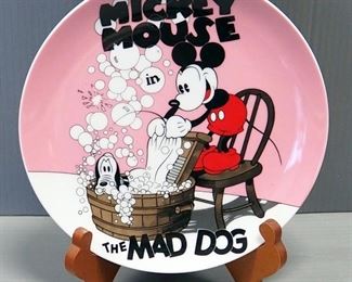 Disney Collectibles, Includes Mickey Mouse In The Mad Dog Plate, Epcot Center Mugs, Mickey And Minnie Pens, And Figurines (Plate Stand Not Included)