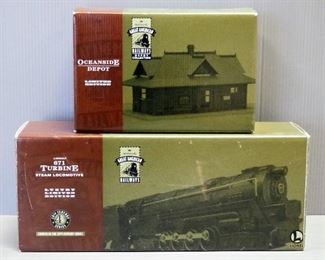 Hallmark Great American Railways Lionel 671 Turbine Steam Locomotive And Oceanside Depot, In Boxes