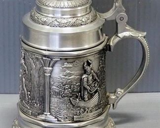 Viking High Relief German Pewter Stein