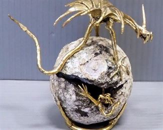 Dragon Egg Geode With Mother And Baby Dragon