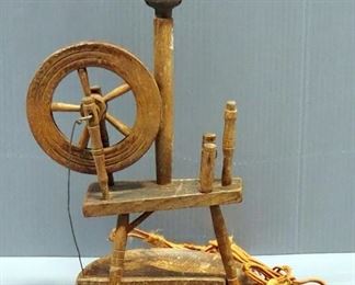 Spinning Wheel Table Lamp, 14" High, Untested