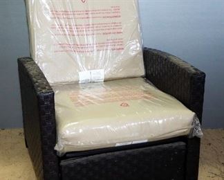 CRI Outdoor Wicker Style Recliner With Cushions, Back Is Detached