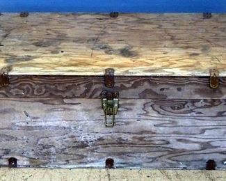 Wood Tool Chest With Contents, Includes Saws, Plane, Square, C-Clamp, Spoke Shave, And More