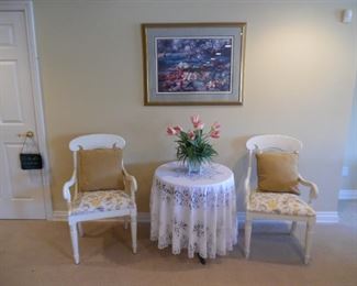 Beach themed chairs and wonderful occasional/display table