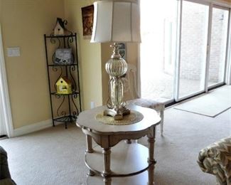 Beautiful glass lamp and wood end table