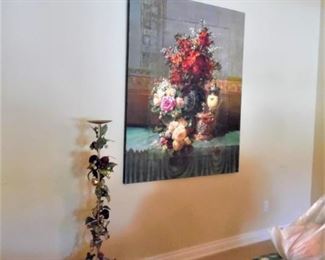 Large artwork and very nice large Holiday candle holder