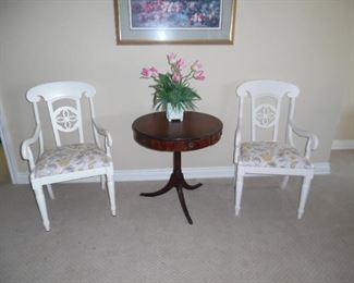 Beautiful solid wood chairs and antique round table