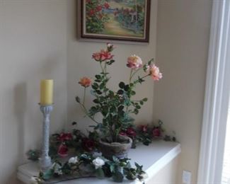 Decorative florals, candles and artwork