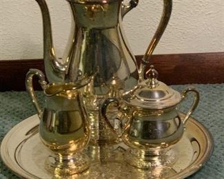 Camille Silverplated Coffee Set and Wm Rogers Tray