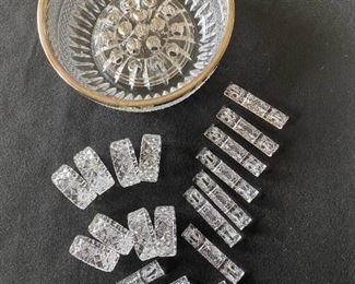 Crystal Flower Bowl Napkin Rings And Butter Knife Holder