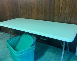 Folding Table And Two Storage Bins