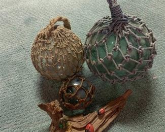 Glass Floats And Driftwood Art Piece