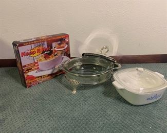Leonard Silver MFG Server Hot Plate and Corning Ware
