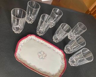 Mikasa glasses and Limoges platter