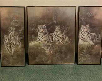 Trio Of Framed Tiger Prints