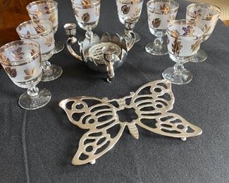 Water Goblets And Silver Plated Decor