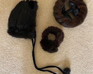 Woodward Lothrop Crochet Fur Cap And Ear Muffs