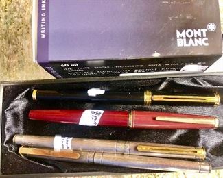 4 Mont Blanc fountain pens with 14kt gold nibs. 