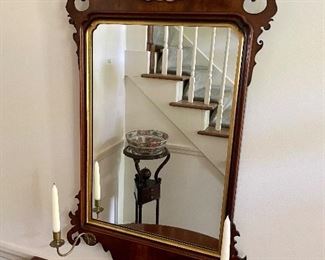 Chippendale carved mirror with shell motif and candle sconces--fine quality! 