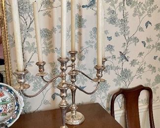 One of two pairs of Sterling candelabra  